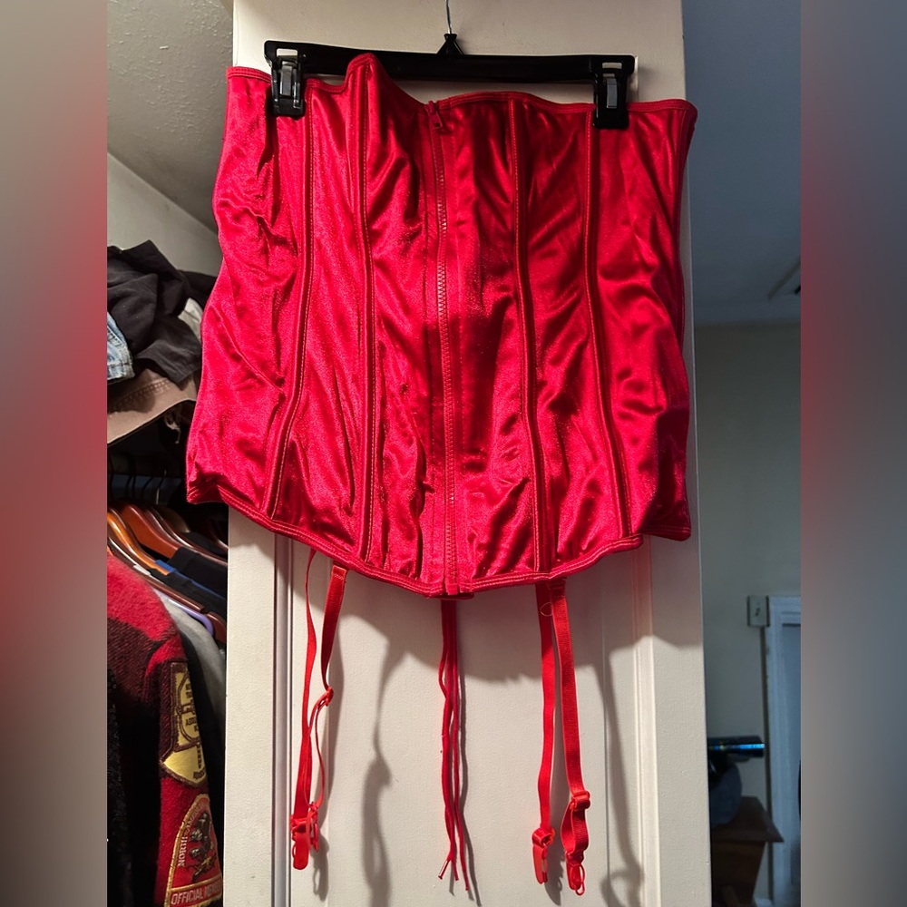 Elegant Red Corset with Garters